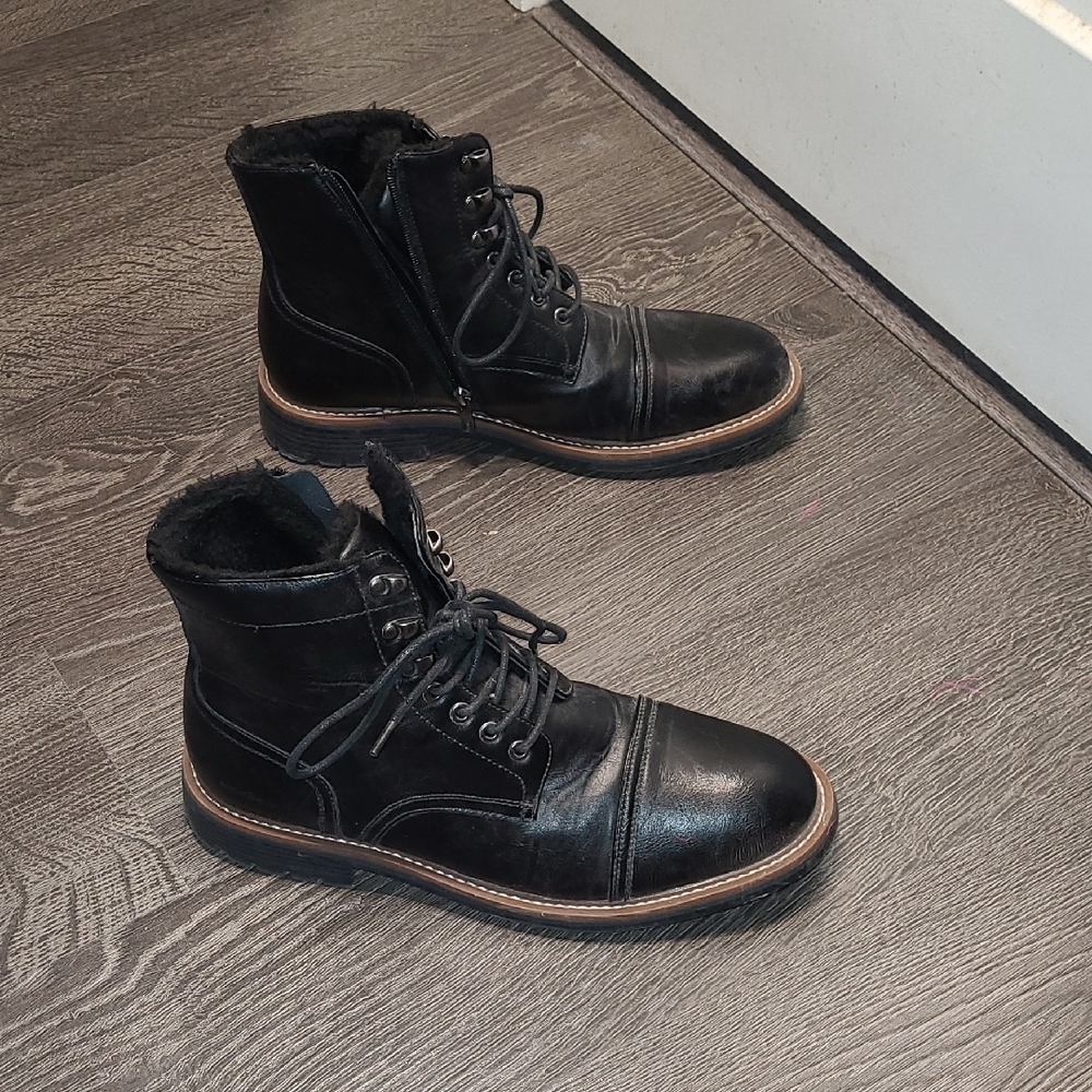Men's Black Leather Boots US 12